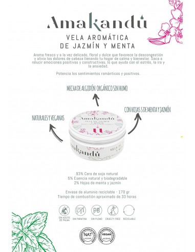 Vela Vegana de Jazmín y Menta
