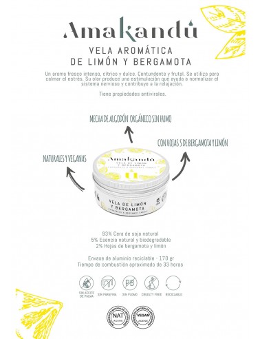 Vela Vegana de Limón y Bergamota